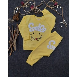 SMİLE YAZILI İKİLİ BEBEK TAKIM (9 AY-SARI)