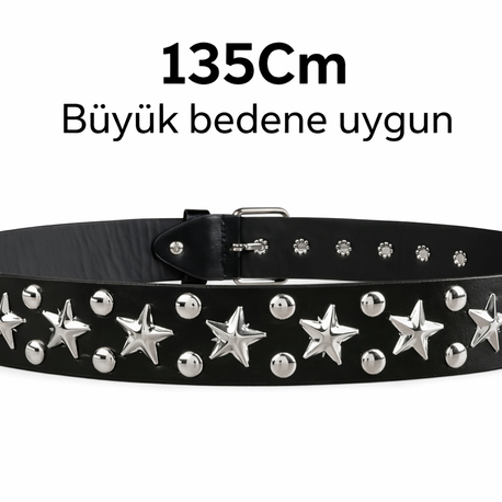 Siyah Zımbalı Büyük Beden Kemer