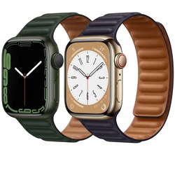 Apple Watch 42/44/45/SE42 MM için Mıknatıslı Deri Kordon