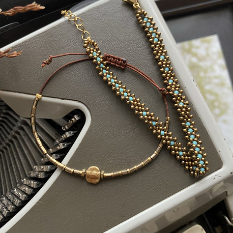 Bronz Renk İkili Minimal Bileklik 