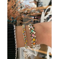 Altın Kaplama Renkli Yaprak Model Bileklik