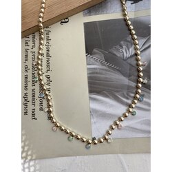 Renkli Taşlı Altın Kaplama Kolye