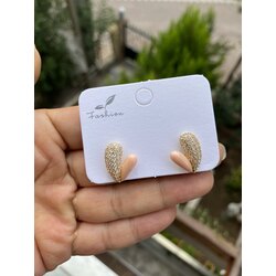 Taşlı Pempe Mini Kalp Küpe
