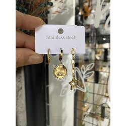 Üçlü Çelik Gezegen Küpe