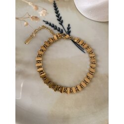 Örme Desen Üzerine Oval Plakalı Çelik Bileklik 