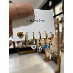 6’lı Balık Figürlü Çelik Küpe