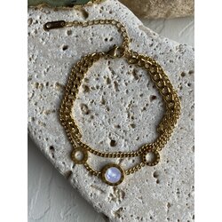 İkili Sedefli Çelik Bileklik 