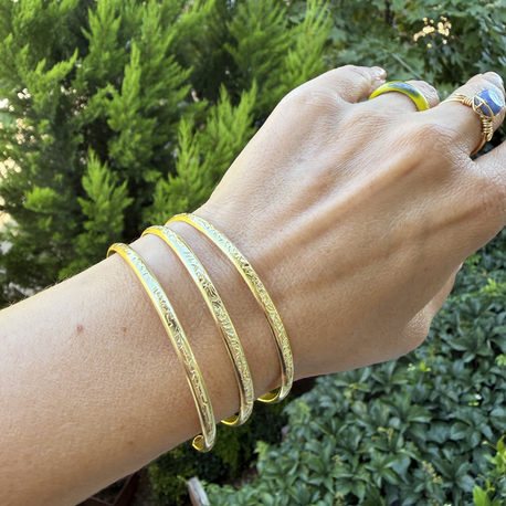 Ağaç Dokulu Altın Kaplama Cuff Kelepçe Bileklik