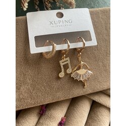 Üçlü Xuping Çelik Küpe