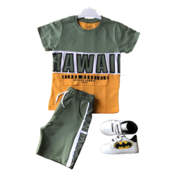 Erkek Çocuk Hawaii Baskılı Şortlu Takım
