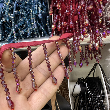 Bordo Şaçak 5 cm kristal