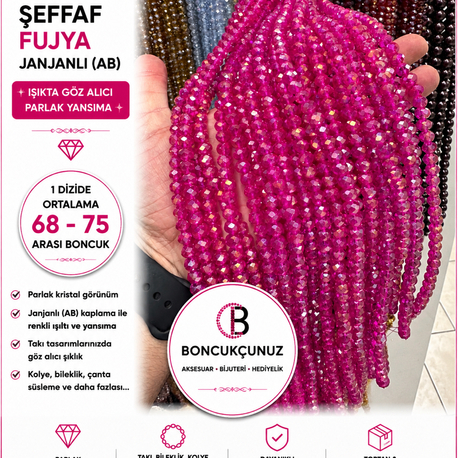  8 MM KRİSTAL ŞEFFAF FUJYA JANJANLI (AB) BONCUK ✨