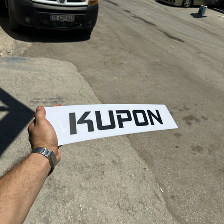 Dekor plaka beyaz üzeri siyah kupon