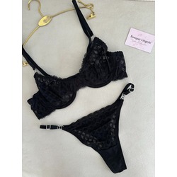 Siyah Dantel Detaylı Bra Set