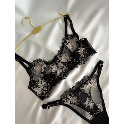 Siyah Desenli Bralet Takımı