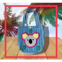 Punch işlemeli, tasarım kot çanta: koala