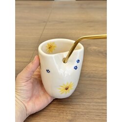 Pipetli Soğuk içecek bardağı ayçiçeği