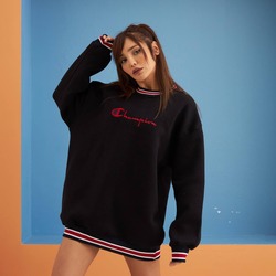 Champion Nakışlı Siyah Sweat