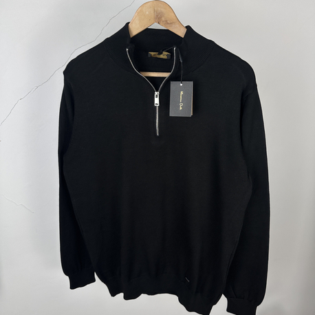 M.Dutti yarım fermuar siyah triko sweat