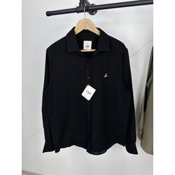 B. marka comfort fit müslin kumaş keten siyah gömlek