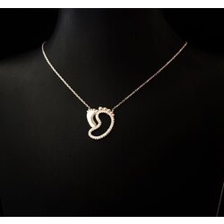 925 ayar gümüş anne çocuk ayak izi model kolye