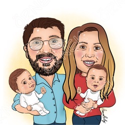 Aile Karikatürü - Duvar Çerçeveli