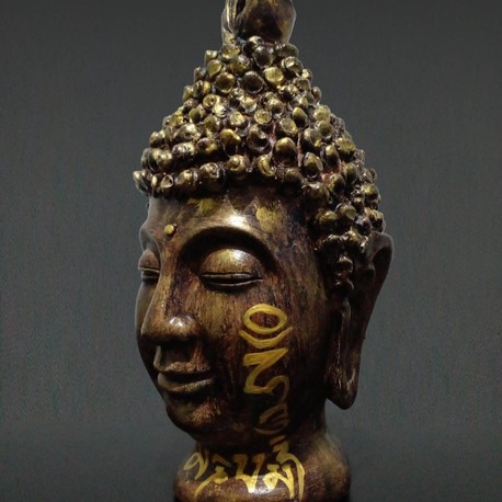 Om Mani Padme Hum Mantralı Buda Kafası Heykeli