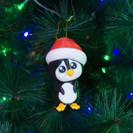 3D Baskı Penguen Yılbaşı Süsü | El Yapımı Noel Şapkalı Figür