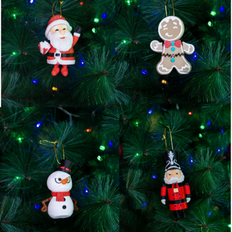 ☃️ 4 Parça Yılbaşı Deluxe Seri 3D Baskı Yılbaşı Süs Seti