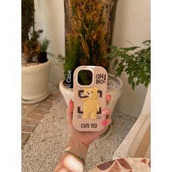 Ted Ayı Kabartmalı Beyaz Telefon Kabı