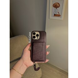 Cüzdanlı Stantlı Derin Mor Deri Telefon Kabı