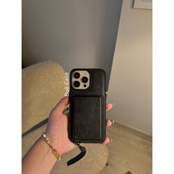 Cüzdanlı Stantlı Siyah Deri Telefon Kabı