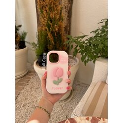 Çiçek Desenli Kabartmalı Telefon Kabı