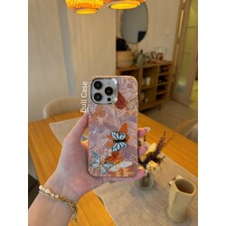 Dönen Kelebekli Pembe Parlak Desenli Telefon Kabı