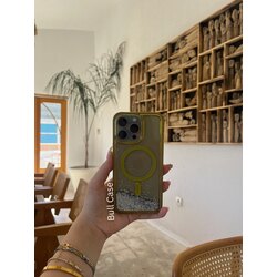 Simli Sulu Sarı Mag Safe'li Telefon Kabı