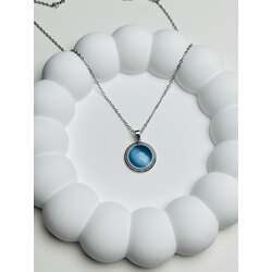 Opal taşlı çelik kolye *