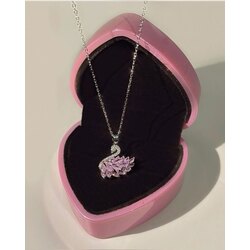 Pembe taşlı kuğu çelik kolye *