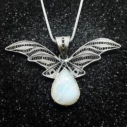 Ay Taşlı Melek Kolye / Moon Stone Angel