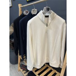 Beyaz Oversize Yarım Fermuarlı