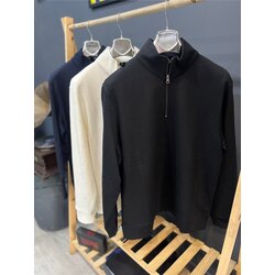 Siyah Oversize Yarım Fermuarlı