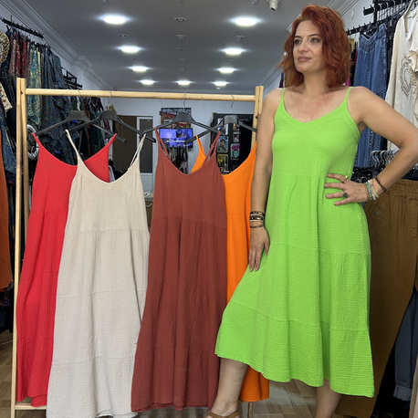 İp Askılı Müslin Elbise