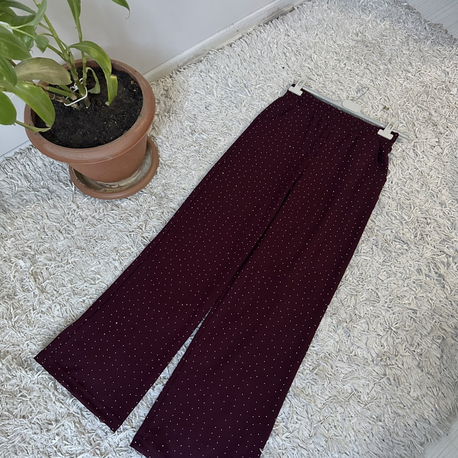 Bordo Oysho Taşlı Pantolon 