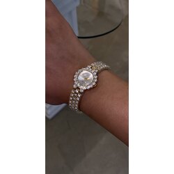 Taşlı saat gold renk