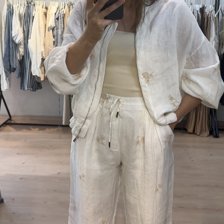 Keten nakışlı pantolon 