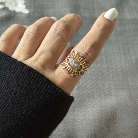 Taşlı güneş model göz gold yüzük