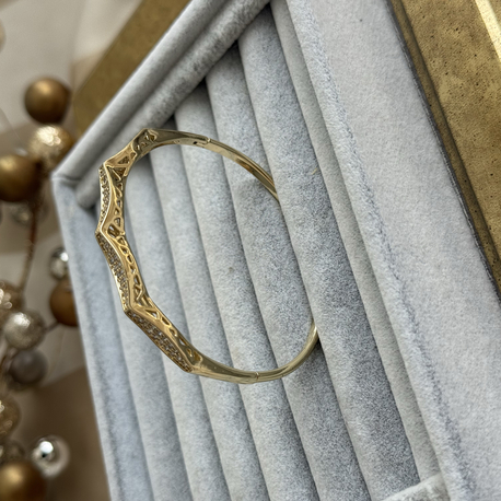 Taşlı kafes gold tasma bileklik