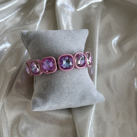 Uçuk pembe yanardöner taşlı lastik bileklik