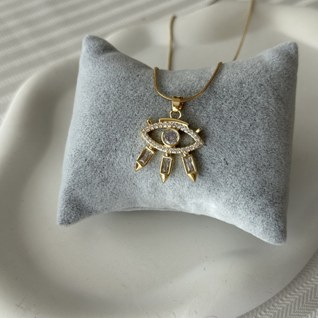 Zirkon taşlı göz gold kolye