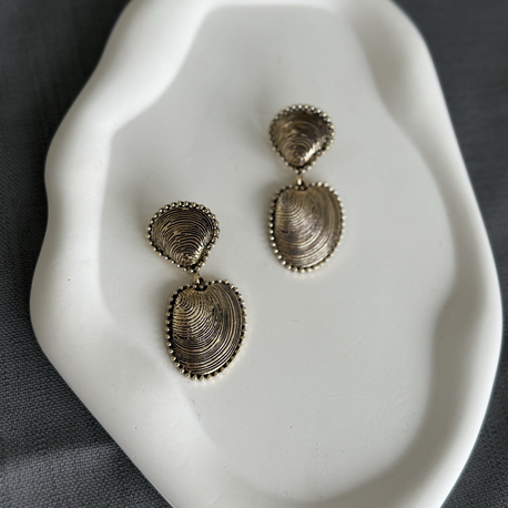 Antik gold istiridye küpe