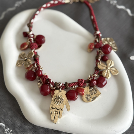 Zr model bordo choker kolye
